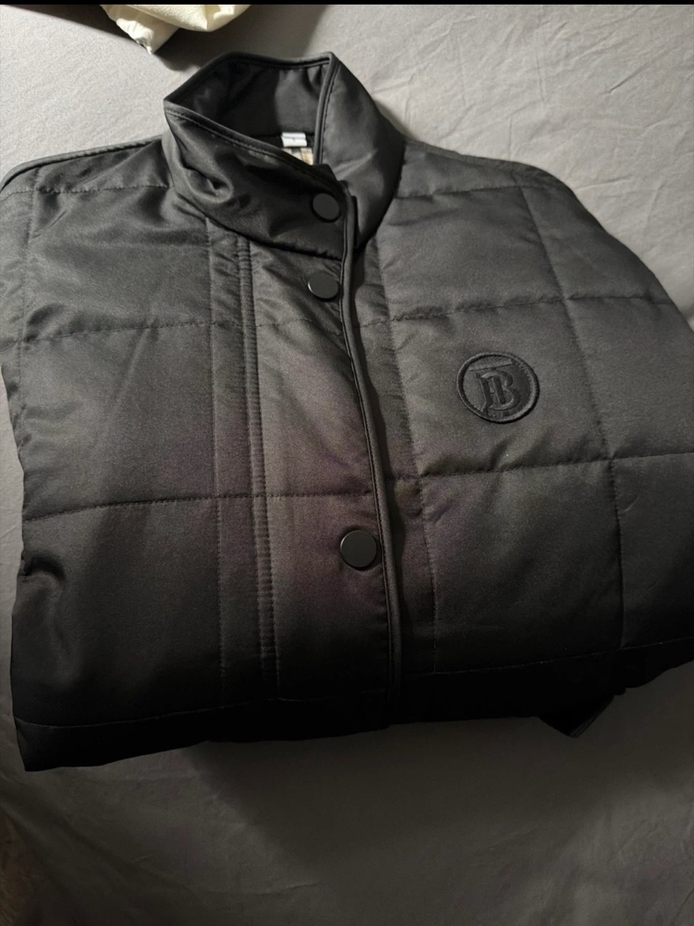 Burberry Black Quilted Puffer Jacket with Embroidered Logo